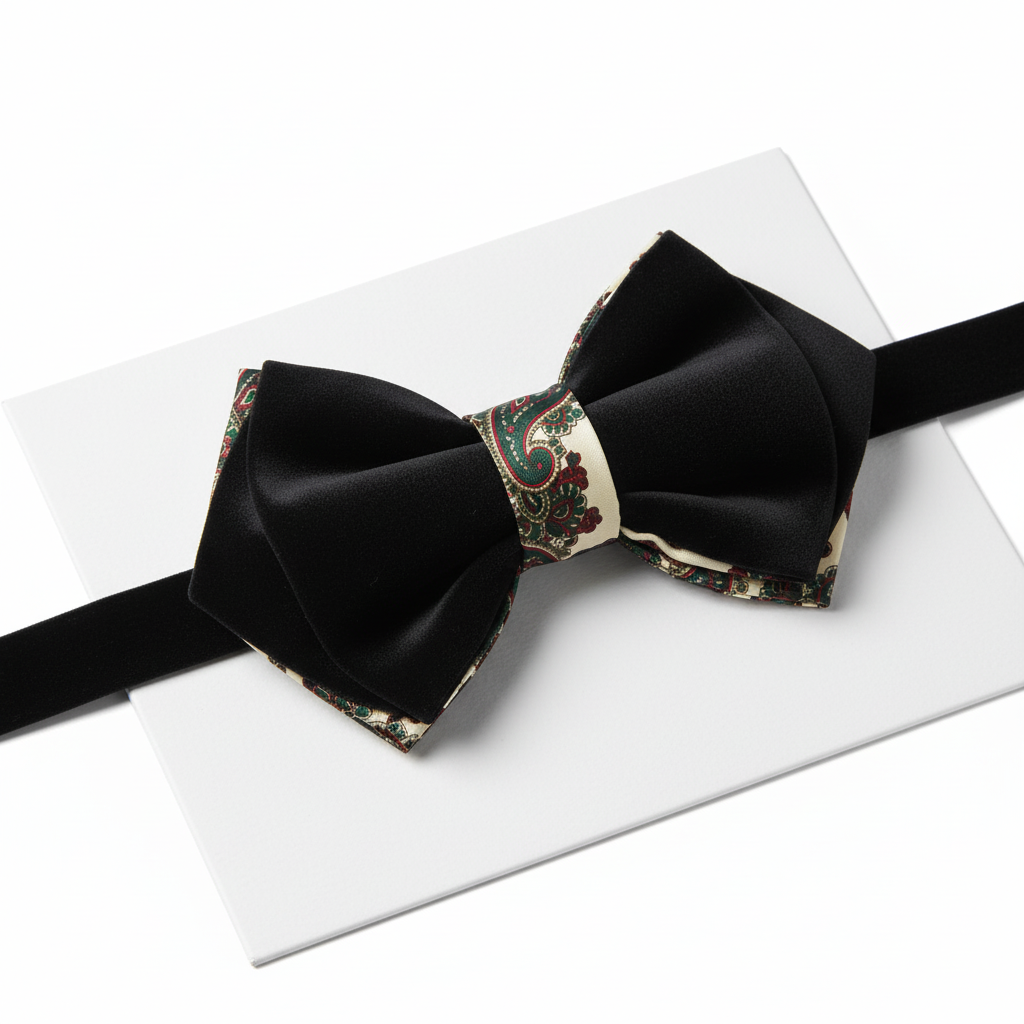The Black Velvet Semi Pre-Tied Bowtie