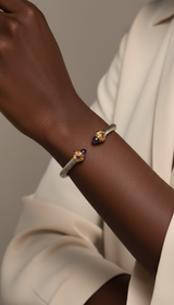 Royal Twisted Rope Stainless Steel Bangle – Diamond Enamel Open Cuff (58mm, Ion Plated, Nickel-Free)