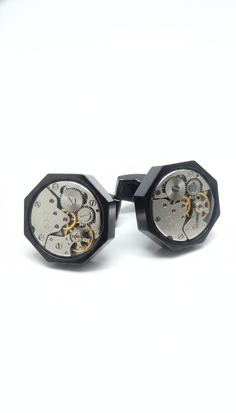 Mechanical Watch Movt. Stainless Steel Cufflinks