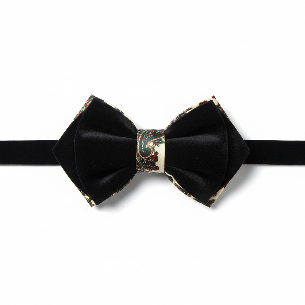 The Black Velvet Semi Pre-Tied Bowtie