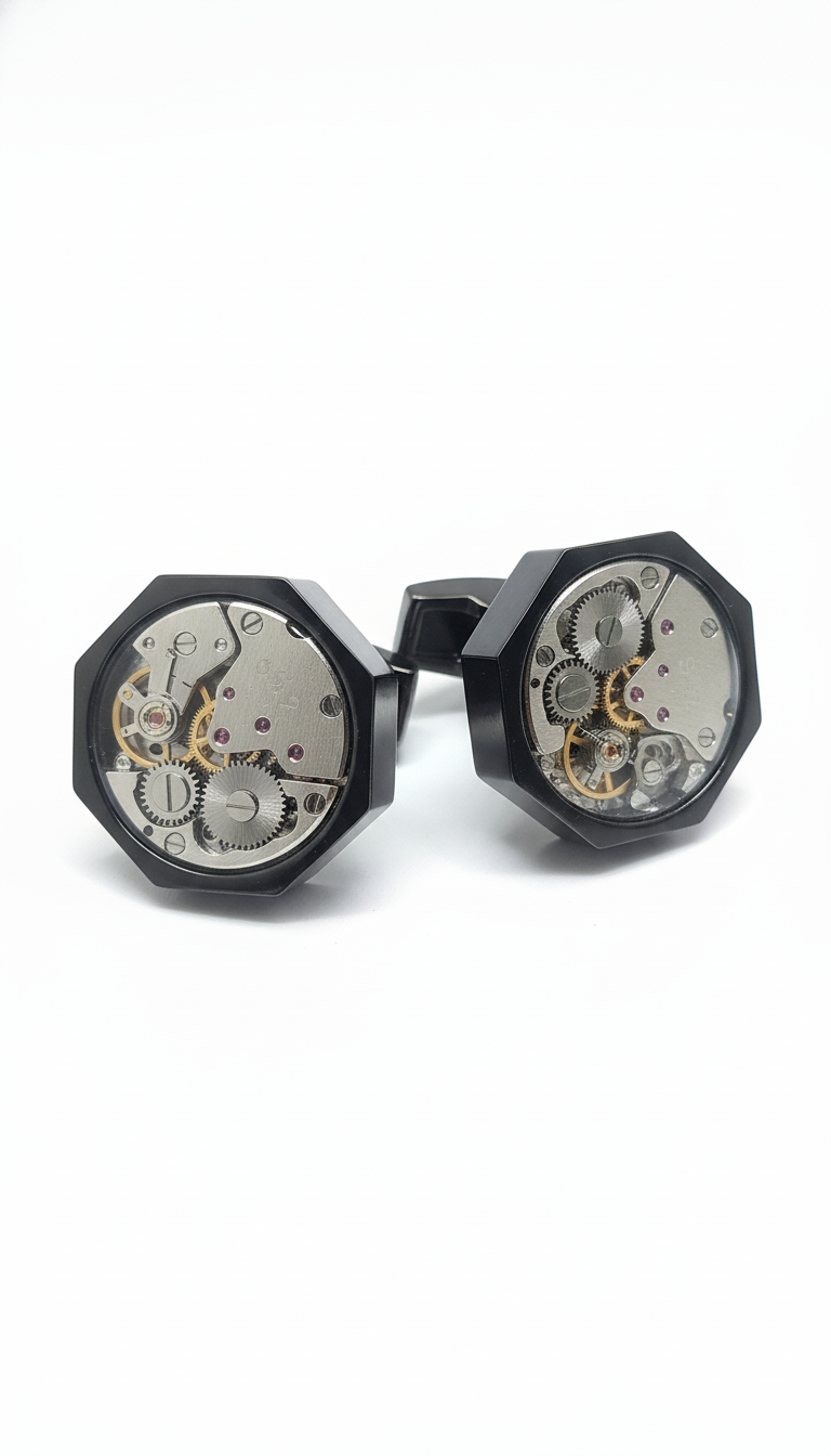 Mechanical Watch Movt. Stainless Steel Cufflinks