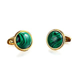 Boutons de manchette en malachite plaqués or 18 carats