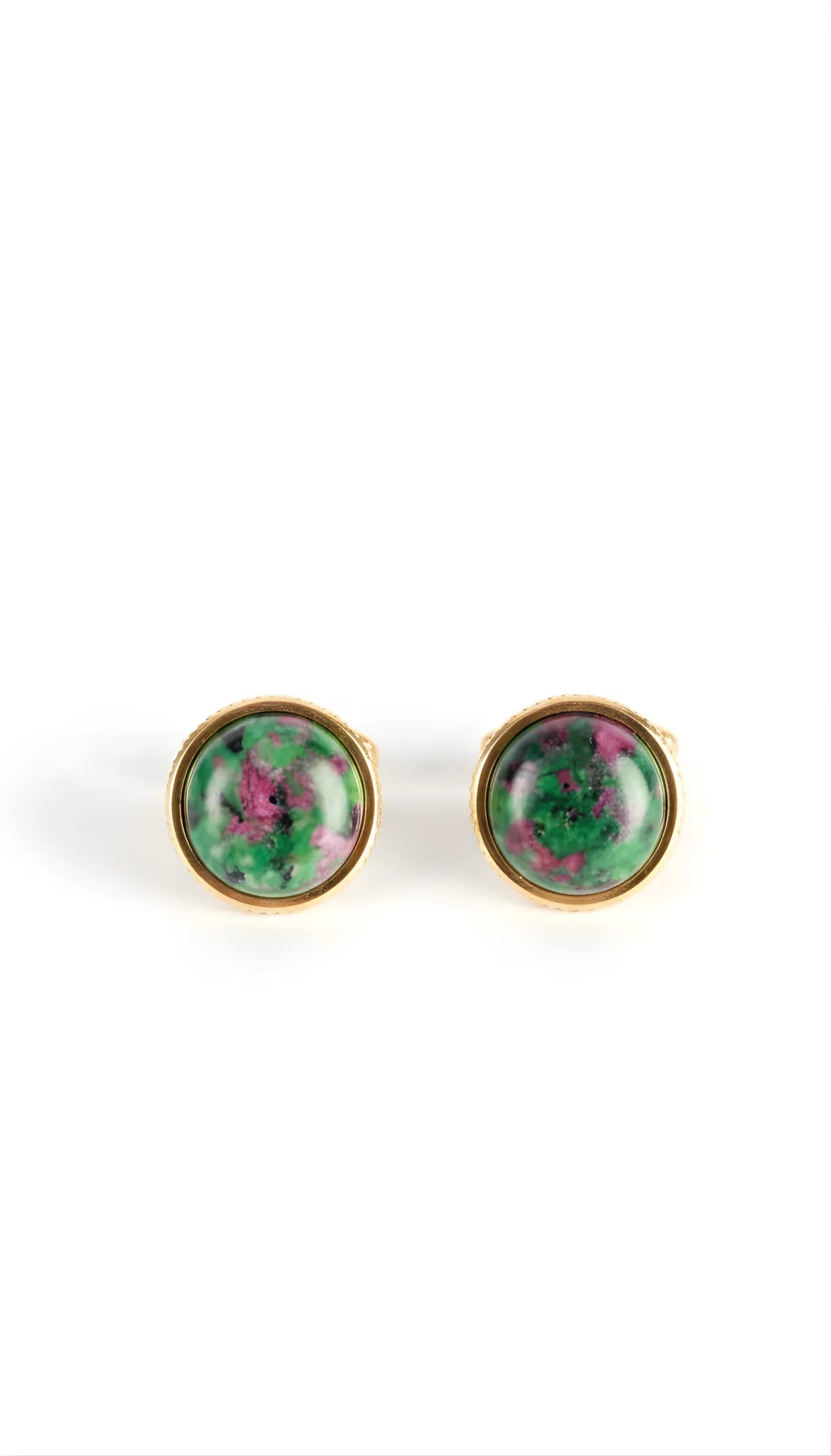 Boutons de manchette en jaspe plaqué or 18 carats