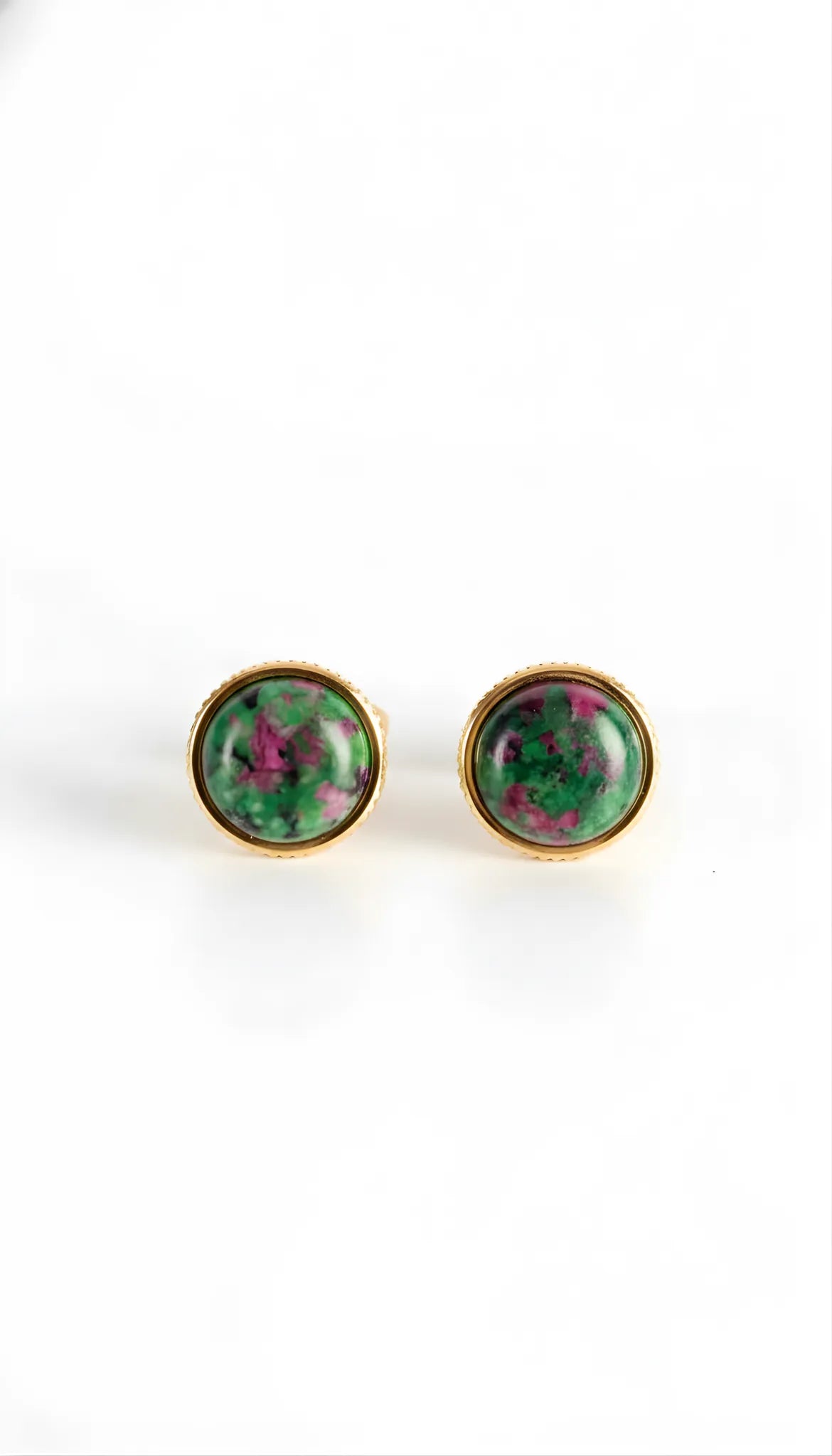 Boutons de manchette en jaspe plaqué or 18 carats