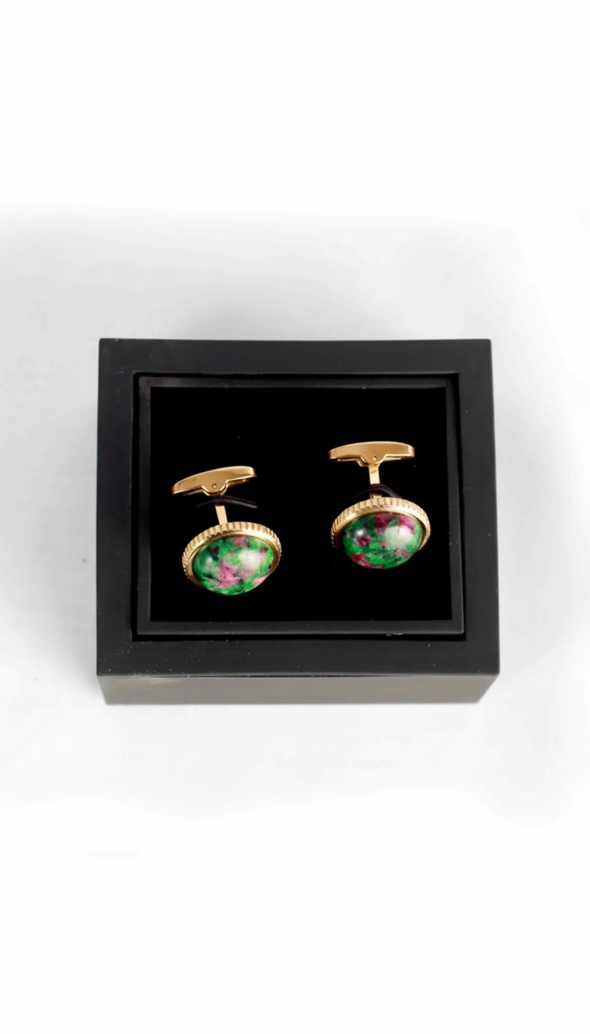 Boutons de manchette en jaspe plaqué or 18 carats