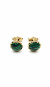 Boutons de manchette en malachite plaqués or 18 carats