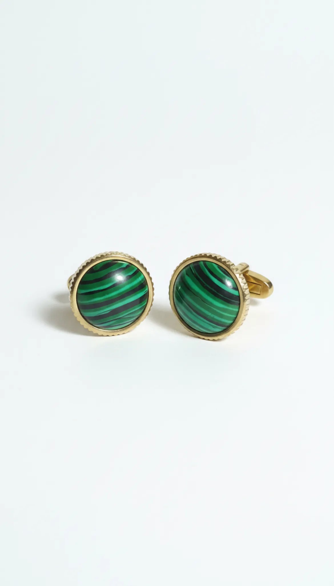 Boutons de manchette en malachite plaqués or 18 carats