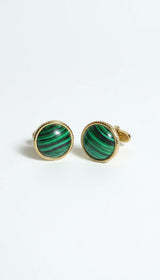 Boutons de manchette en malachite plaqués or 18 carats