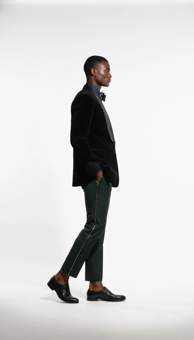 Smoking à bordure en velours noir