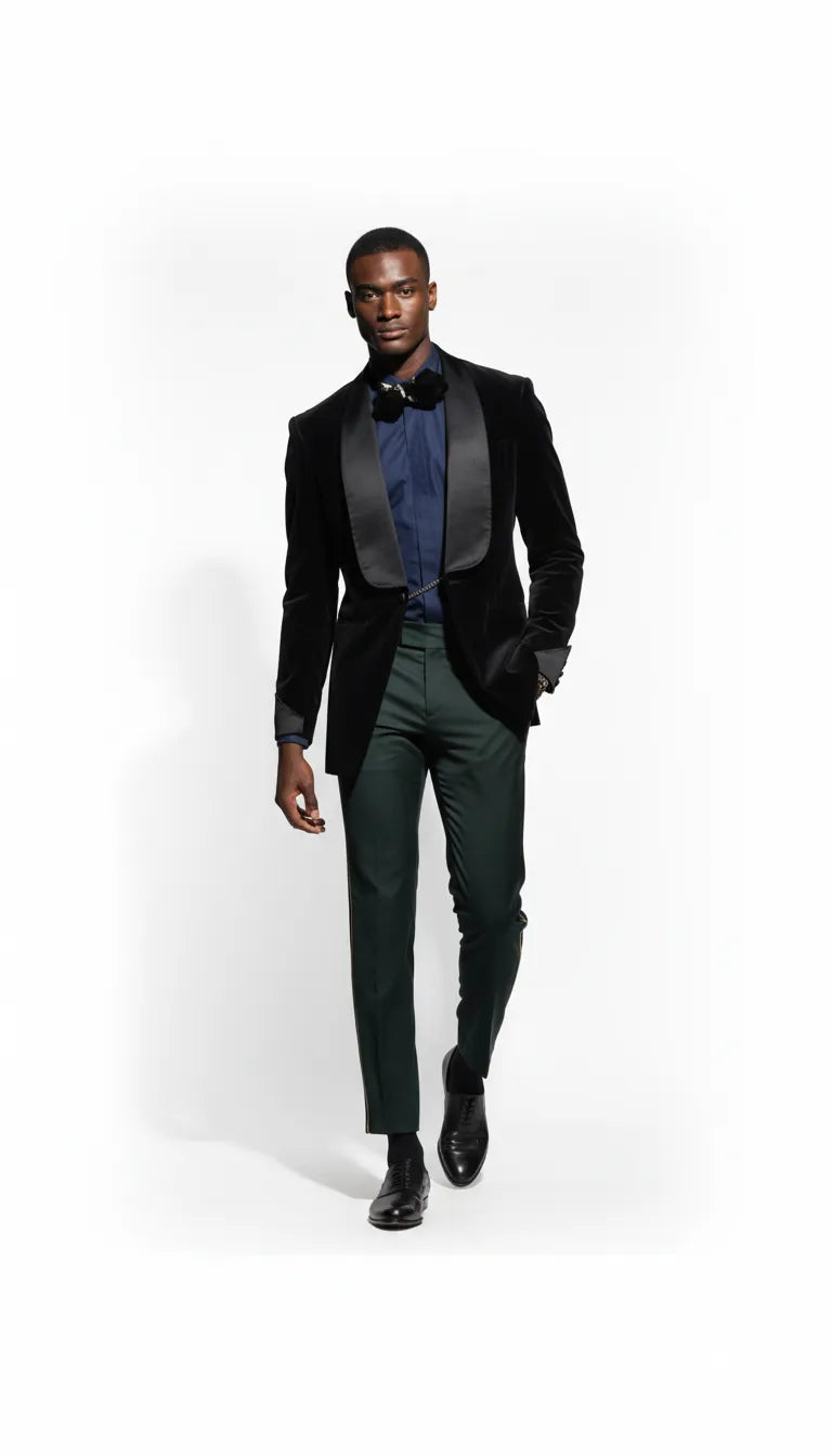 Smoking à bordure en velours noir